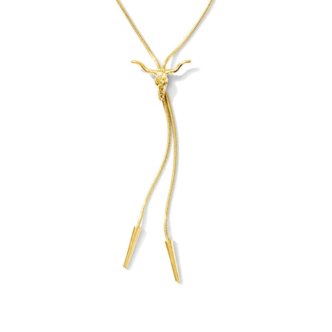 Longhorn Bolo Tie Necklace – 14k Gold-Plated