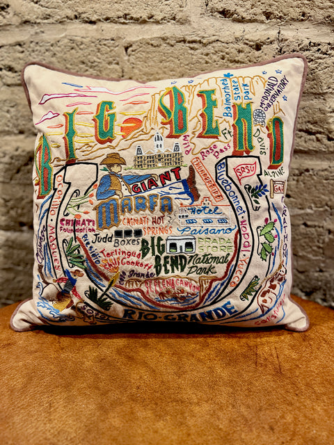 Big Bend Hand Embroidered Pillow